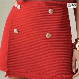 J. Crew Faux- Wrap Sweater Skirt In Fine Bouclé Medium Red Nwt